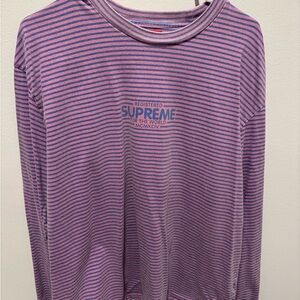 Supreme Pink and Blue Striped Tee